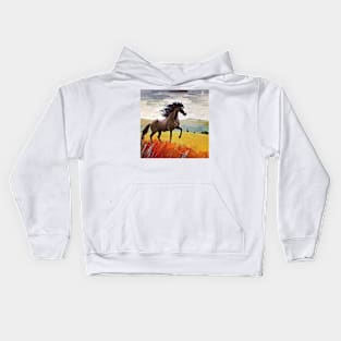 horse with flowing mane Kids Hoodie